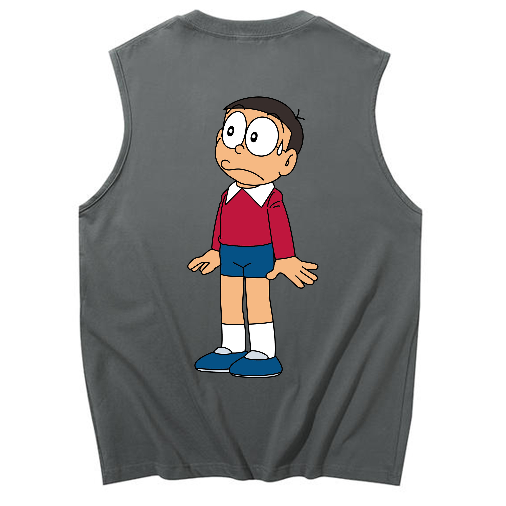 （画像用） ドラえもん 野比 のび太 Doraemon Nobita Nobi コットン100％タンクトップ（背面プリント）